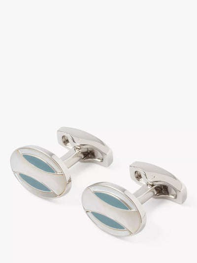John Lewis Simon Carter Deco Curve Mother Of Pearl Cufflinks White Silver- Buy online at McGrocer