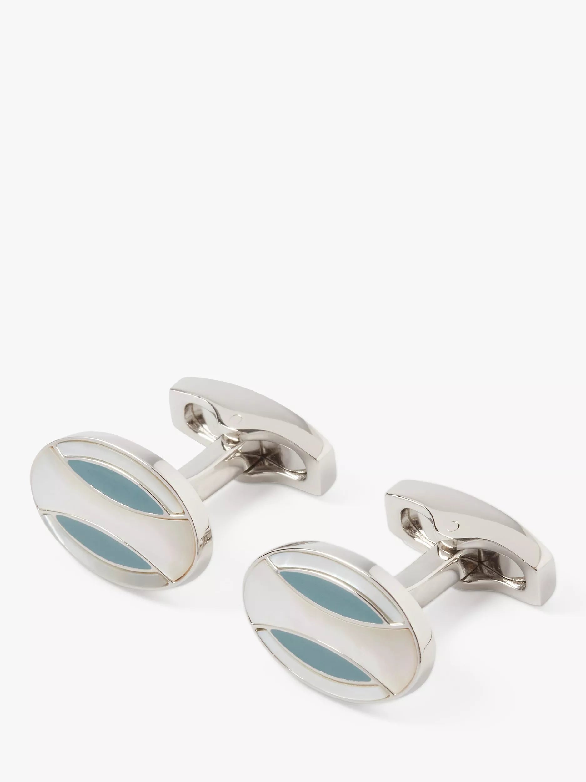 Simon Carter cufflinks mother of pearl white silver, UK version