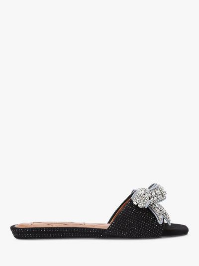 Schleifen-Slipper mit flachem Absatz aus weichem, strapazierfähigem Stoff für den Sommer