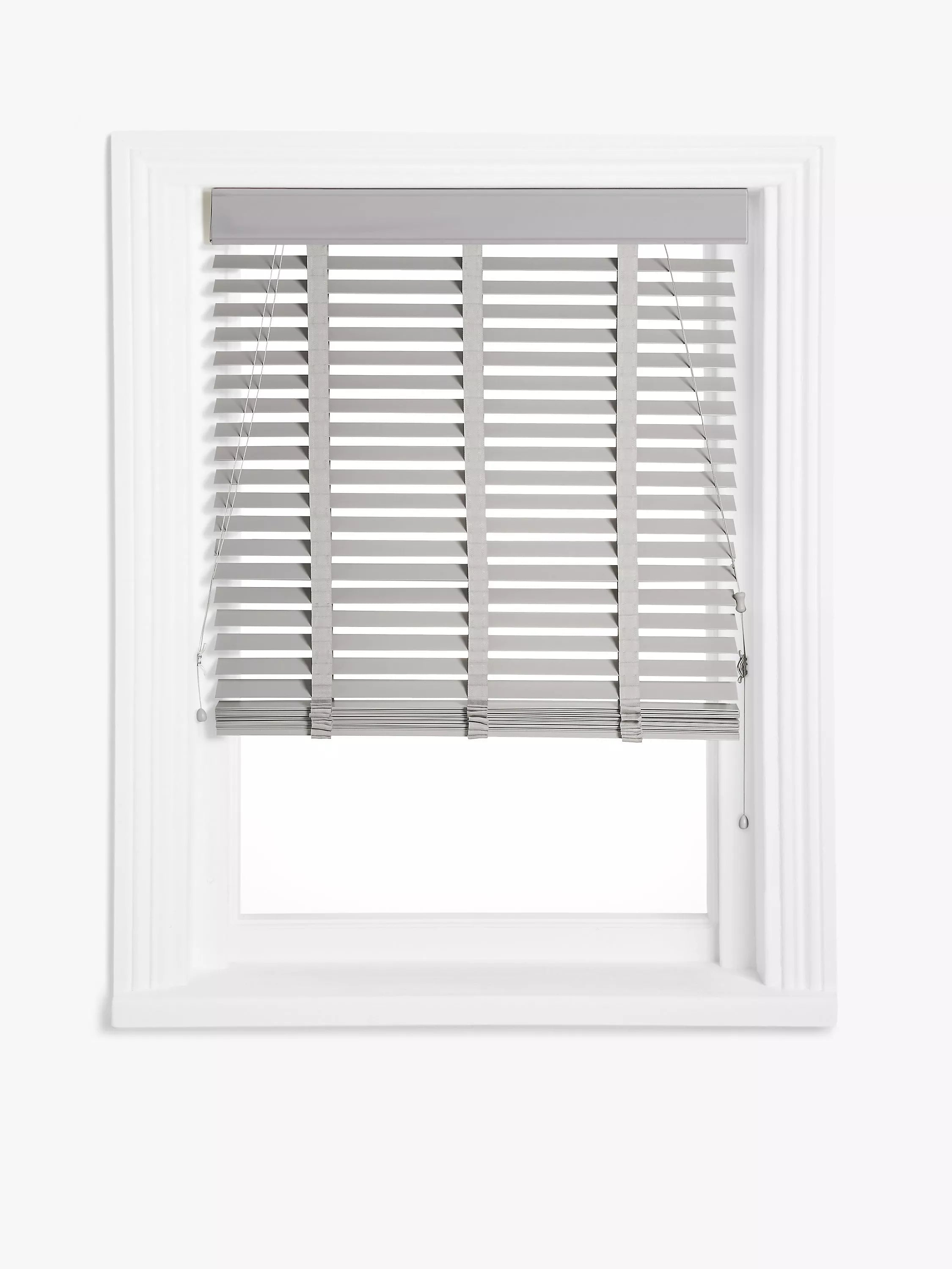John Lewis Wood Venetian Blind, 50mm Slats, Light Grey, W60 x Drop 160cm