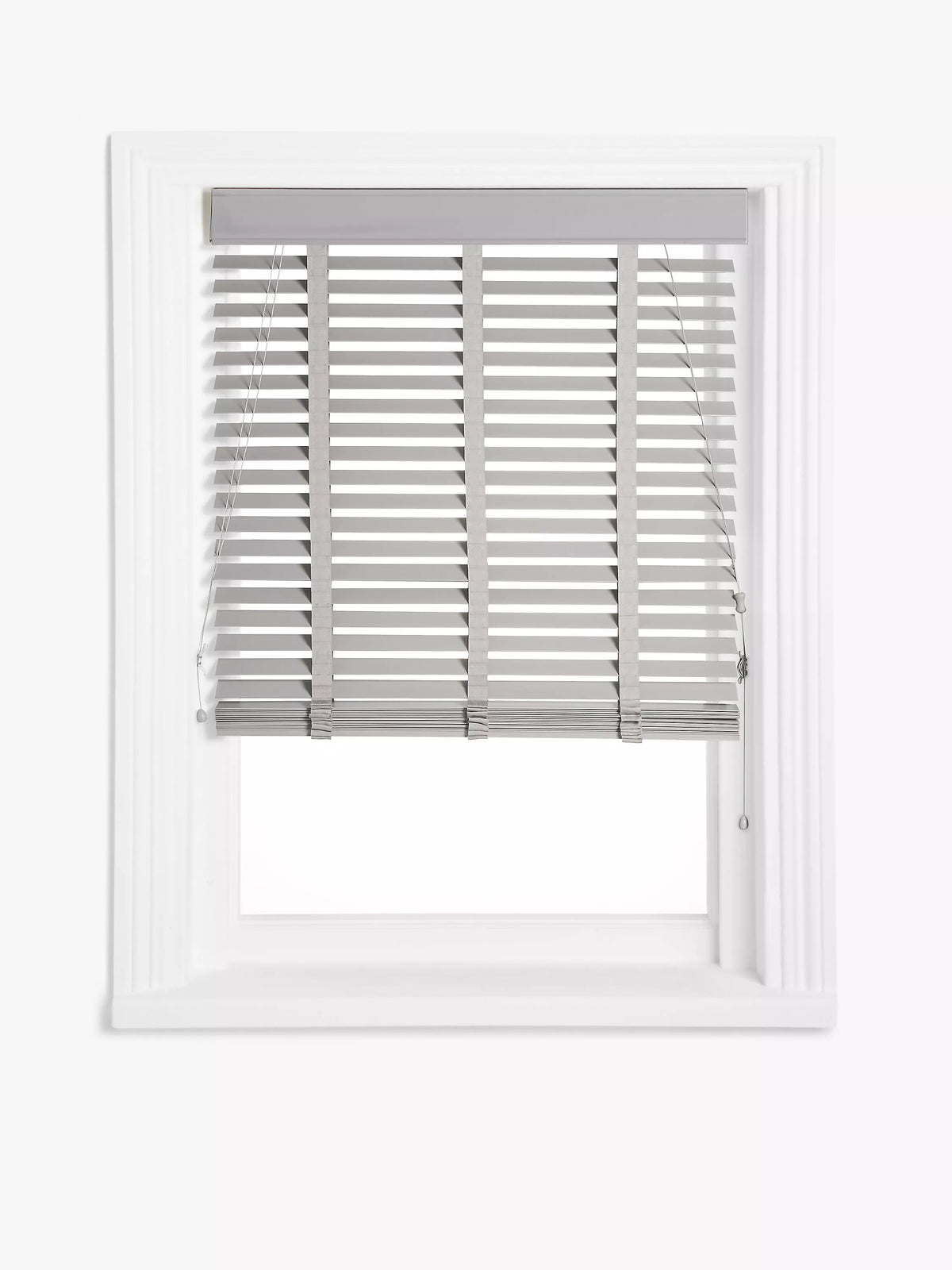 John Lewis Wood Venetian Blind, 50mm Slats, Light Grey, W60 x Drop 160cm