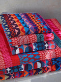 Margo Selby Towel Red Multi Hand 50x100cm, imported from the UK