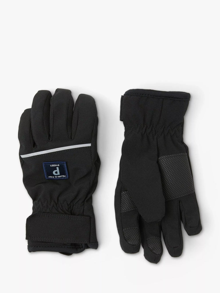 Polarn O. Pyret Kids' Soft Shell Gloves, Black