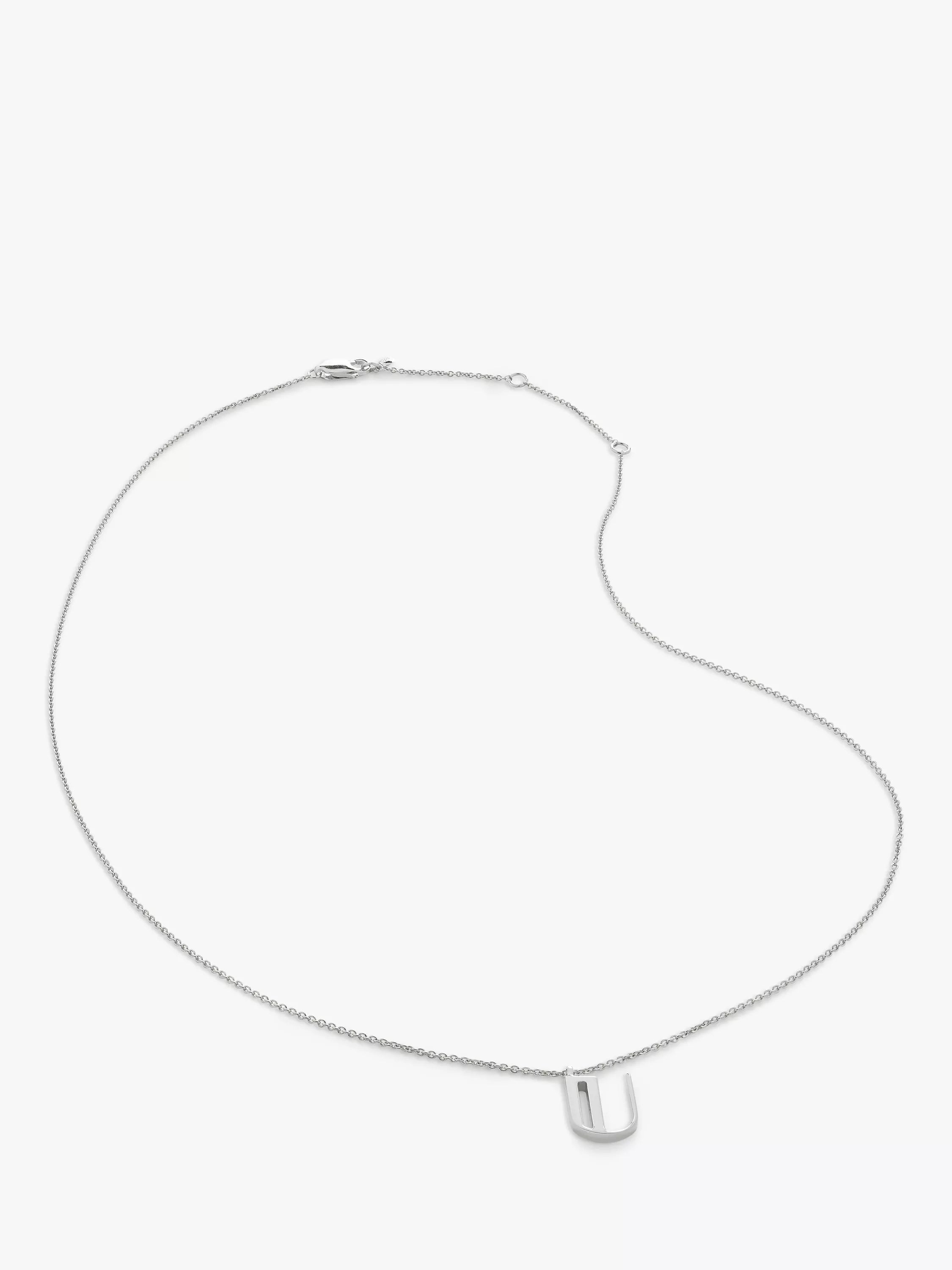 Monica Vinader Initial Anhänger Halskette Verstellbar Silber 41-46cm