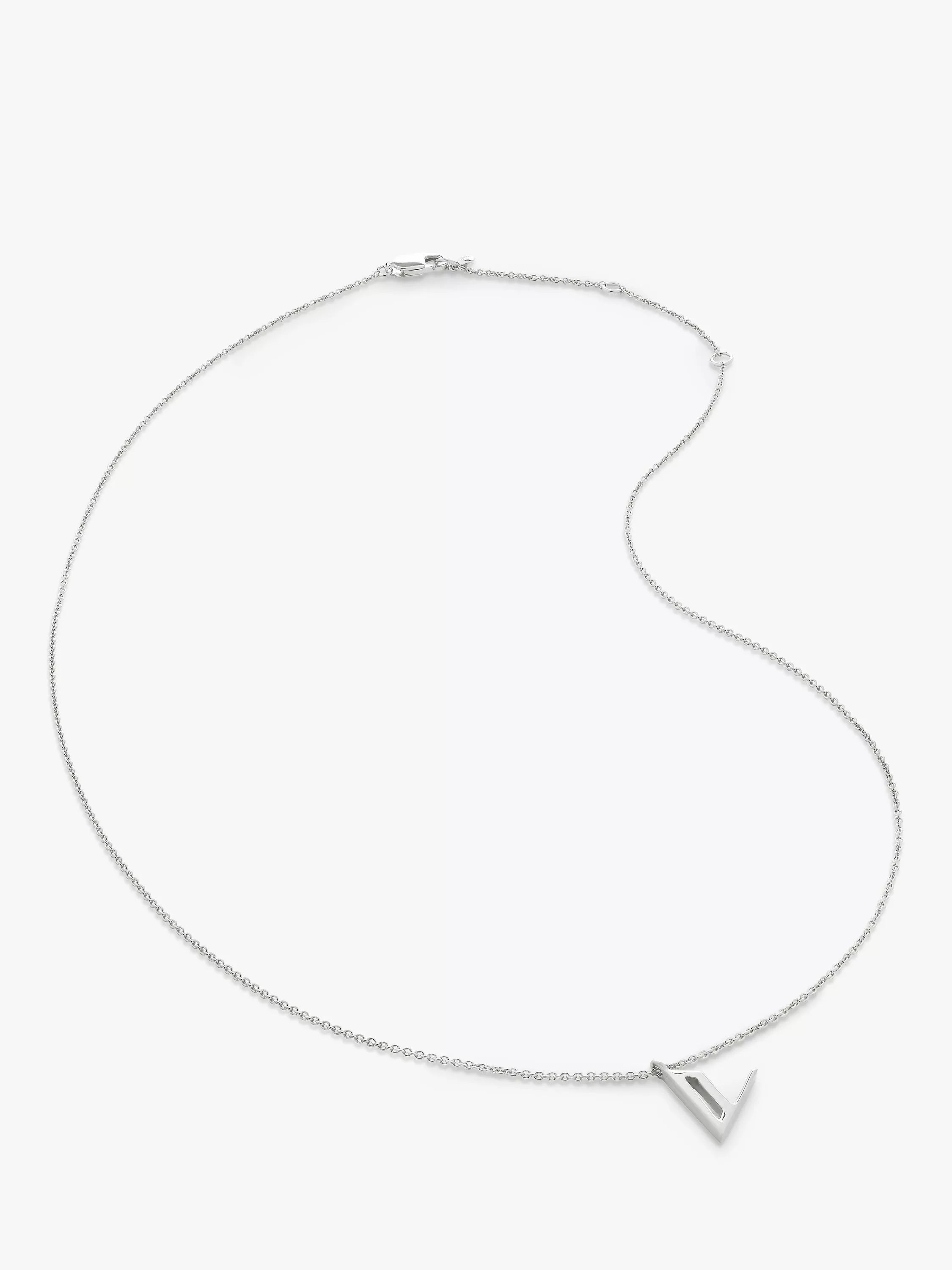Monica Vinader Initial Anhänger Halskette Verstellbar Silber 41-46cm