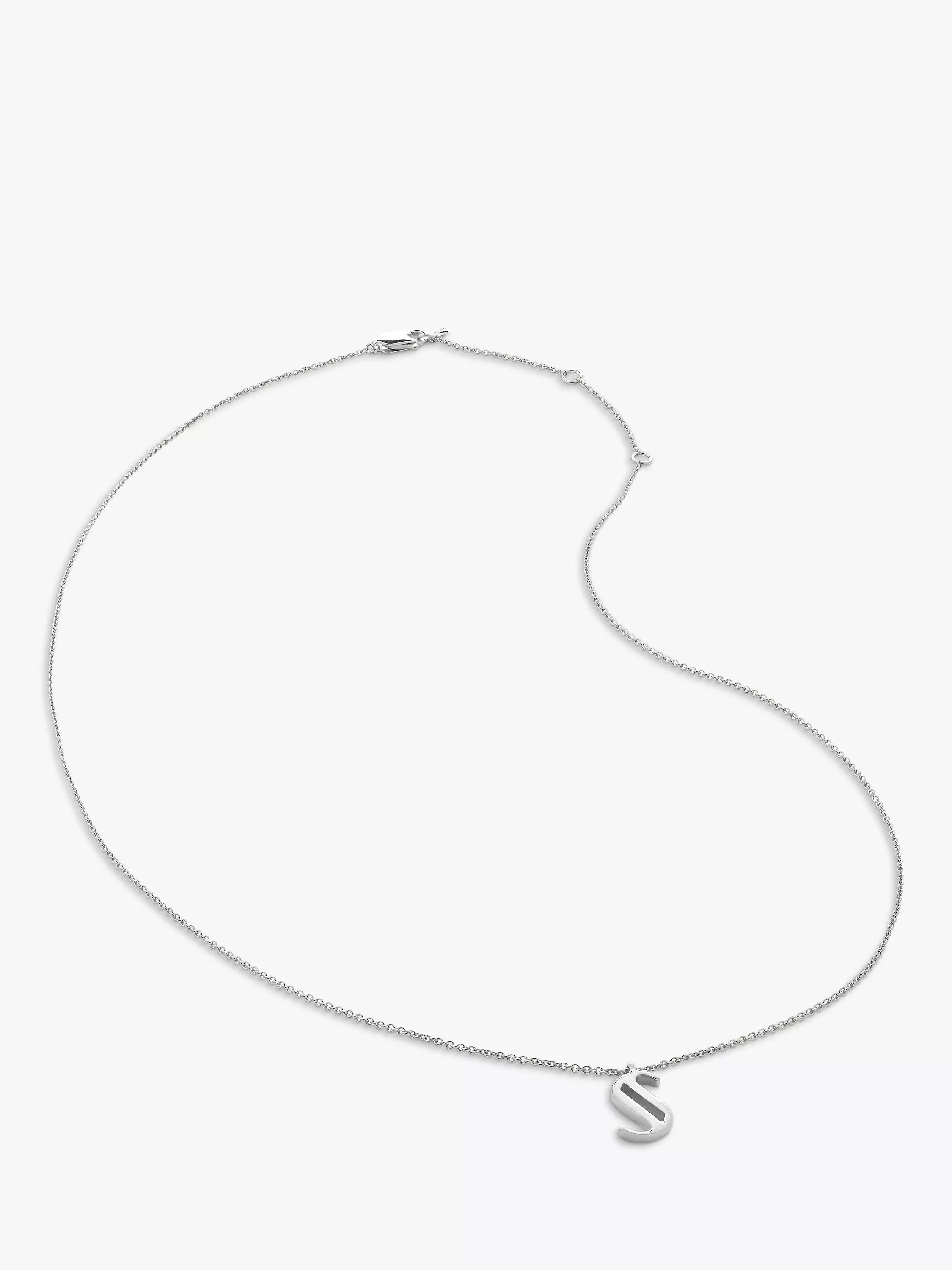 Monica Vinader Initial Anhänger Halskette Verstellbar Silber 41-46cm