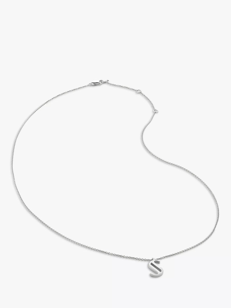 Monica Vinader Initial Anhänger Halskette Verstellbar Silber 41-46cm