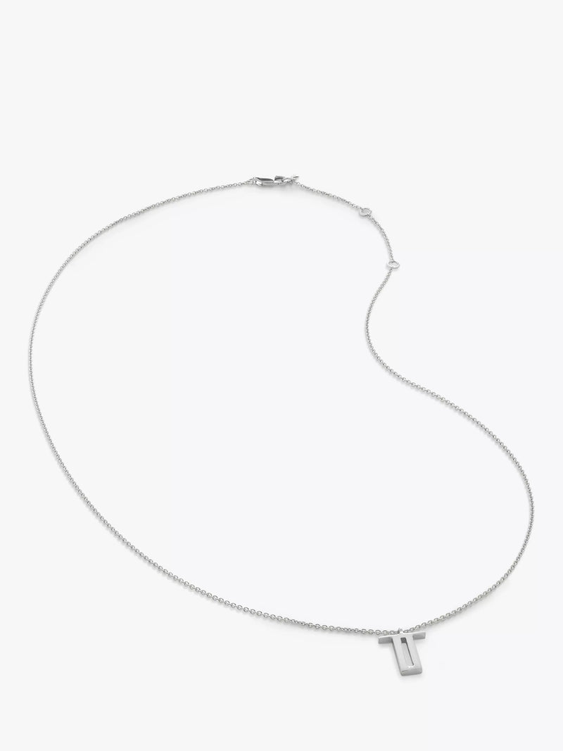 Monica Vinader Initial Anhänger Halskette Verstellbar Silber 41-46cm