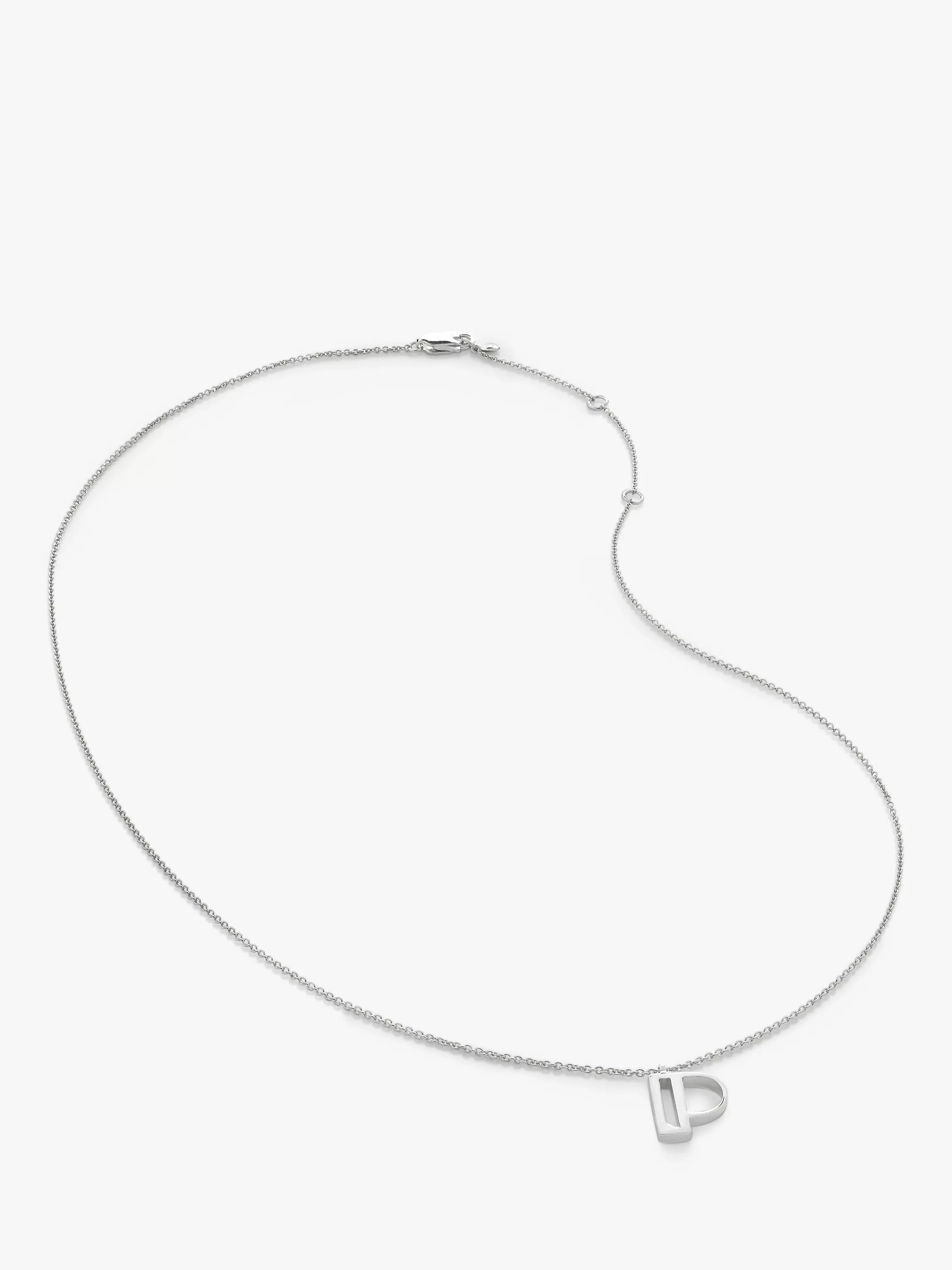 Monica Vinader Initial Anhänger Halskette Verstellbar Silber 41-46cm
