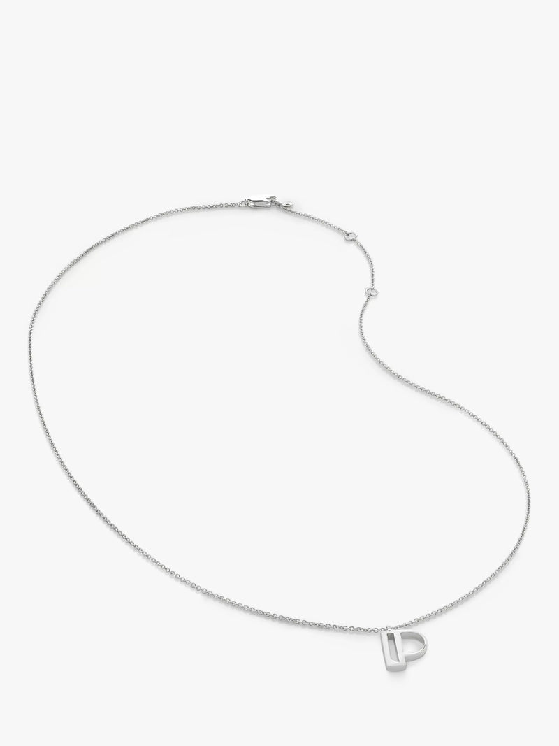 Monica Vinader Initial Anhänger Halskette Verstellbar Silber 41-46cm