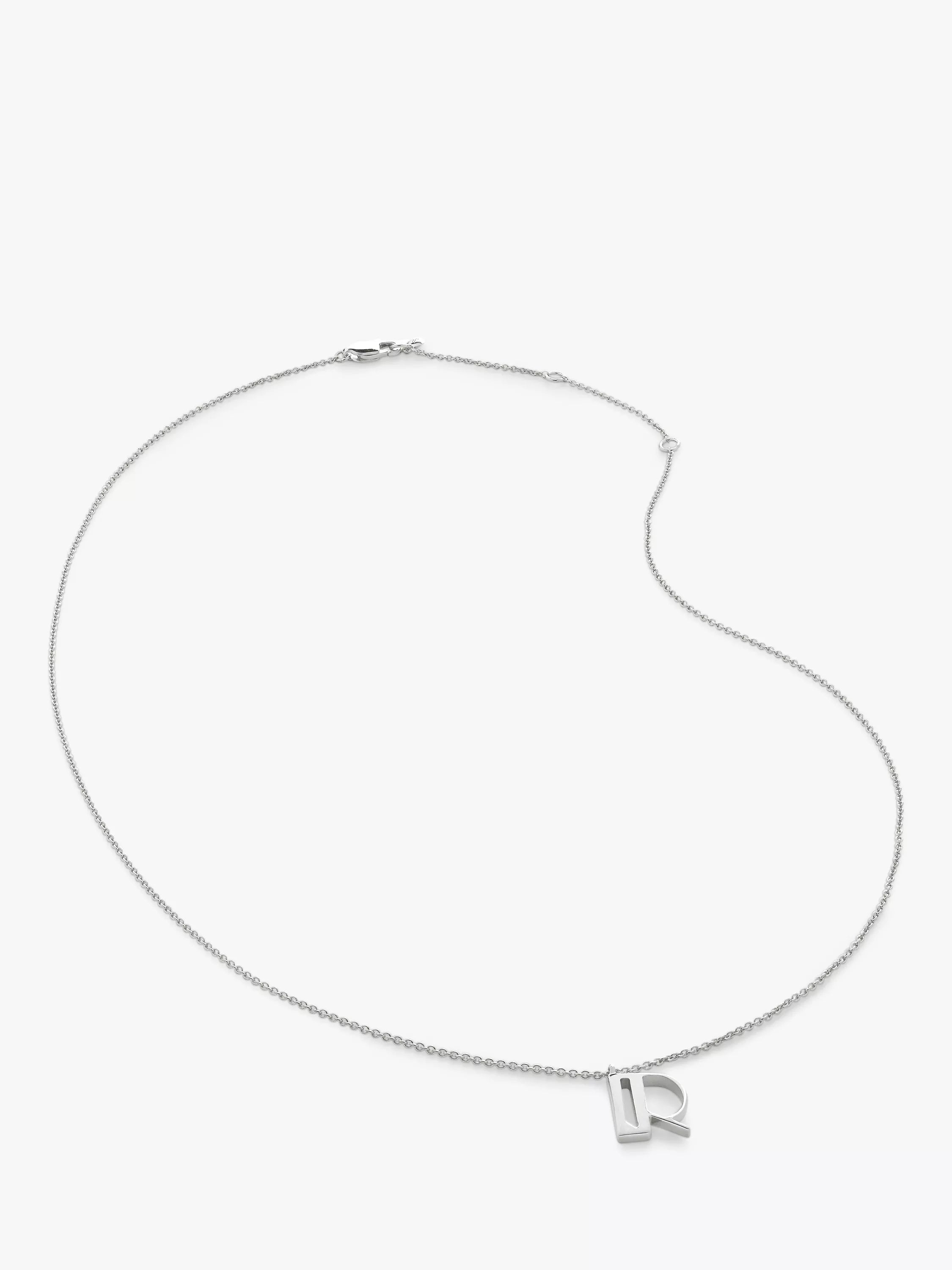 Monica Vinader Initial Anhänger Halskette Verstellbar Silber 41-46cm