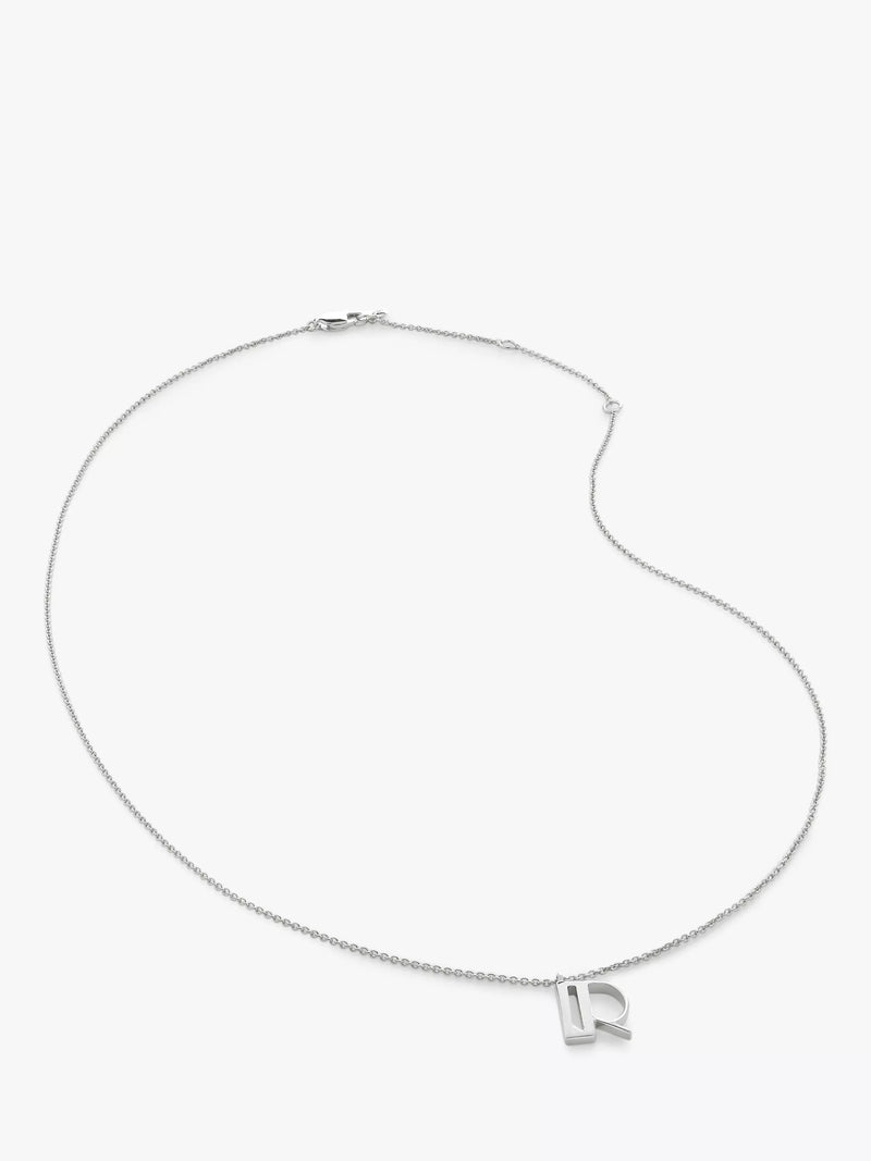Monica Vinader Initial Anhänger Halskette Verstellbar Silber 41-46cm