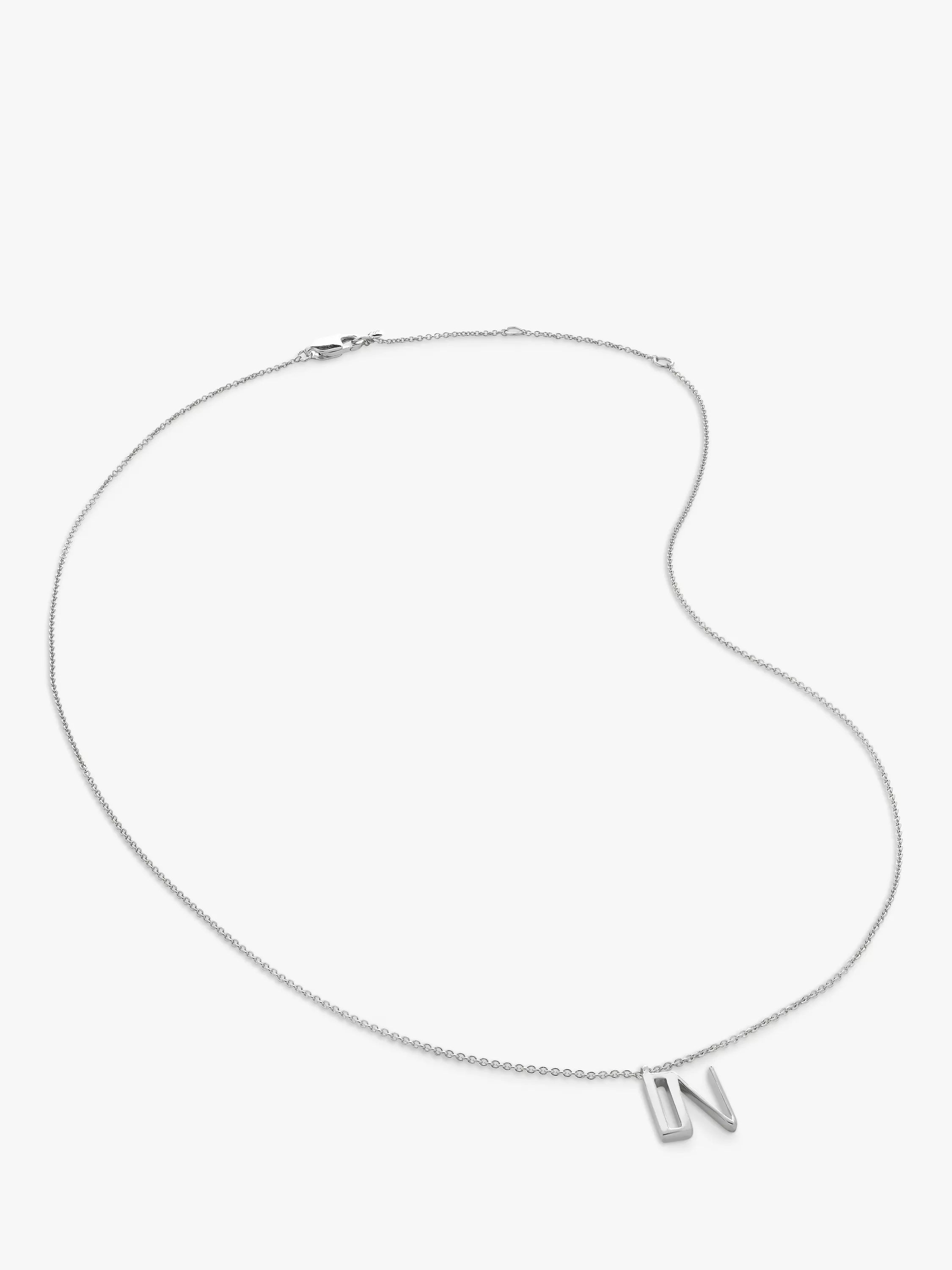 Monica Vinader Initial Anhänger Halskette Verstellbar Silber 41-46cm