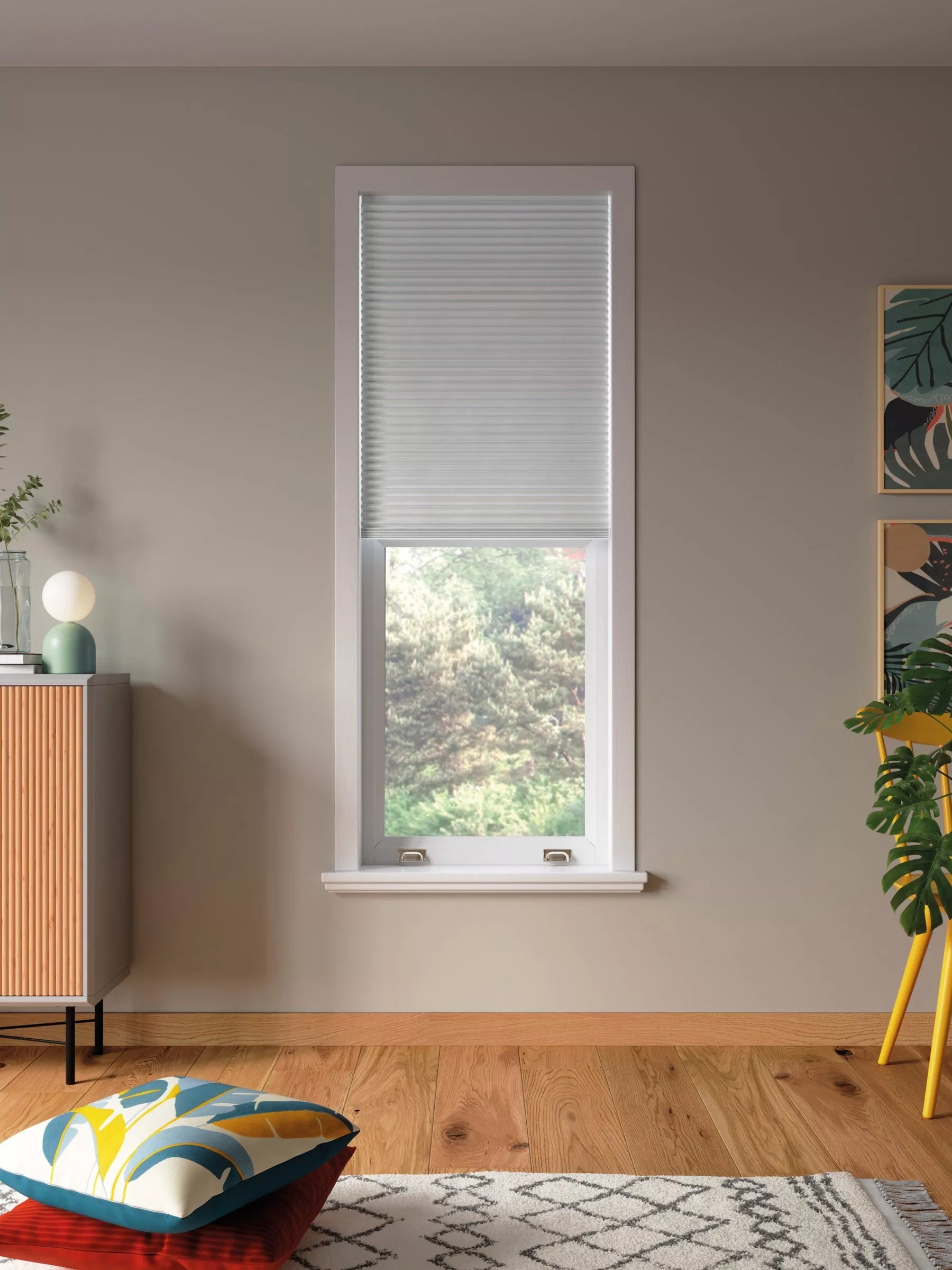 John Lewis Temporary Cordless Blackout Pleated Blind, White, W61cm x Drop 190cm