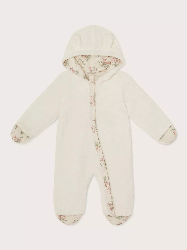 Monsoon Baby Teddy Pramsuit, Ivory