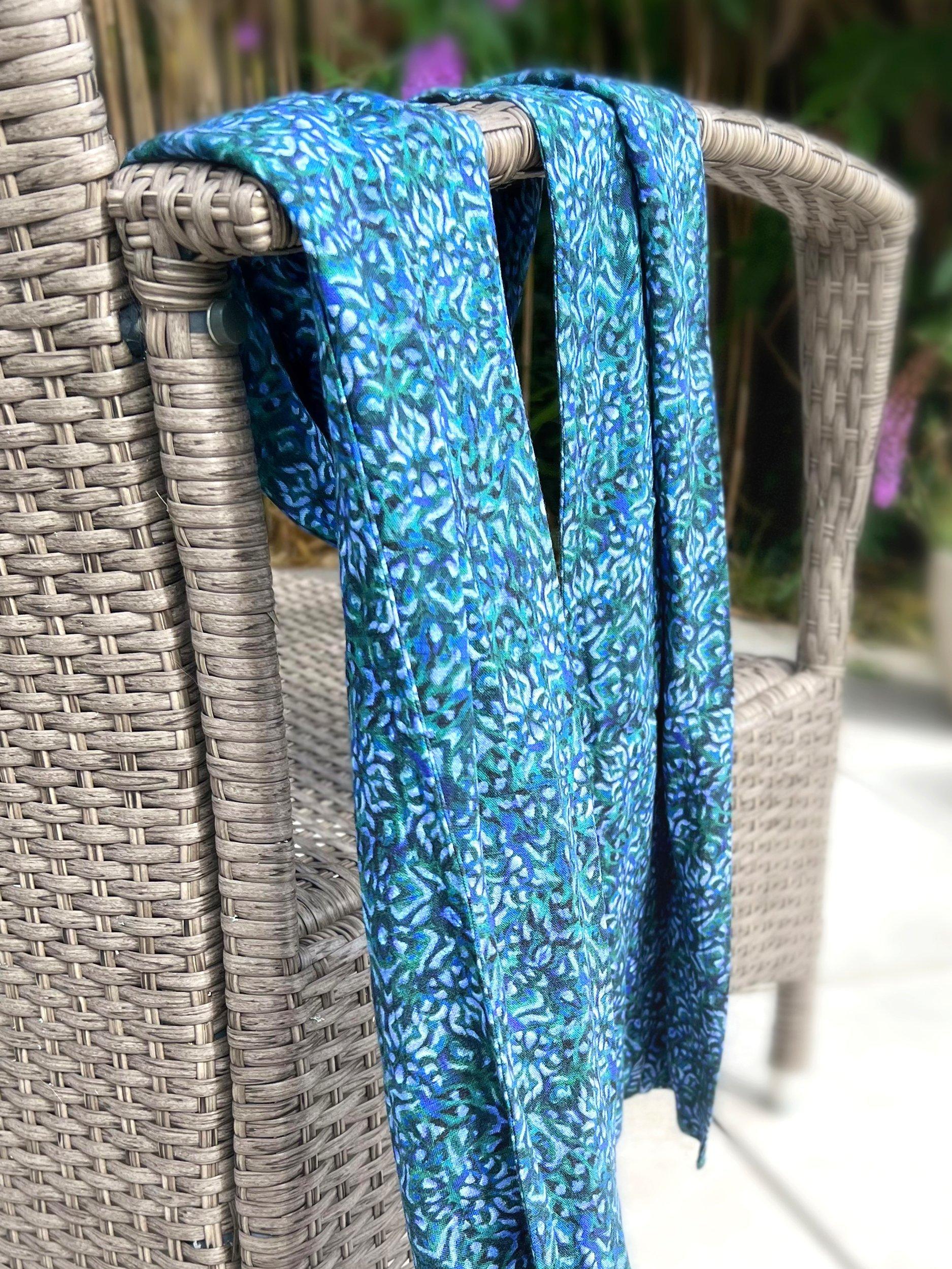 Alie Street Azra woven scarf blue floral print, imported from the UK