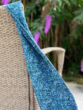 Alie Street Azra woven scarf blue floral print, imported from the UK