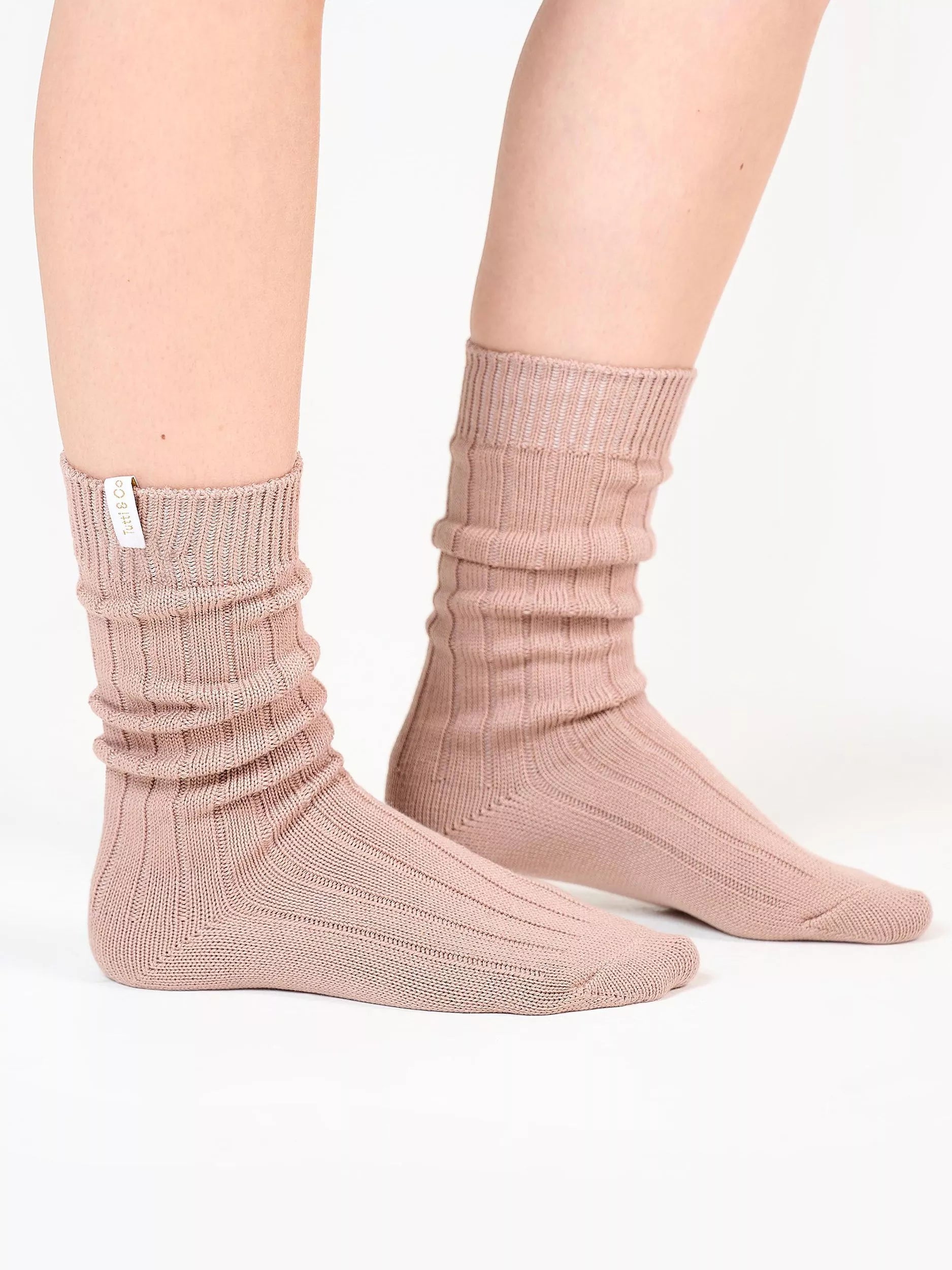 TUTTI plain ribbed long socks one size - British product