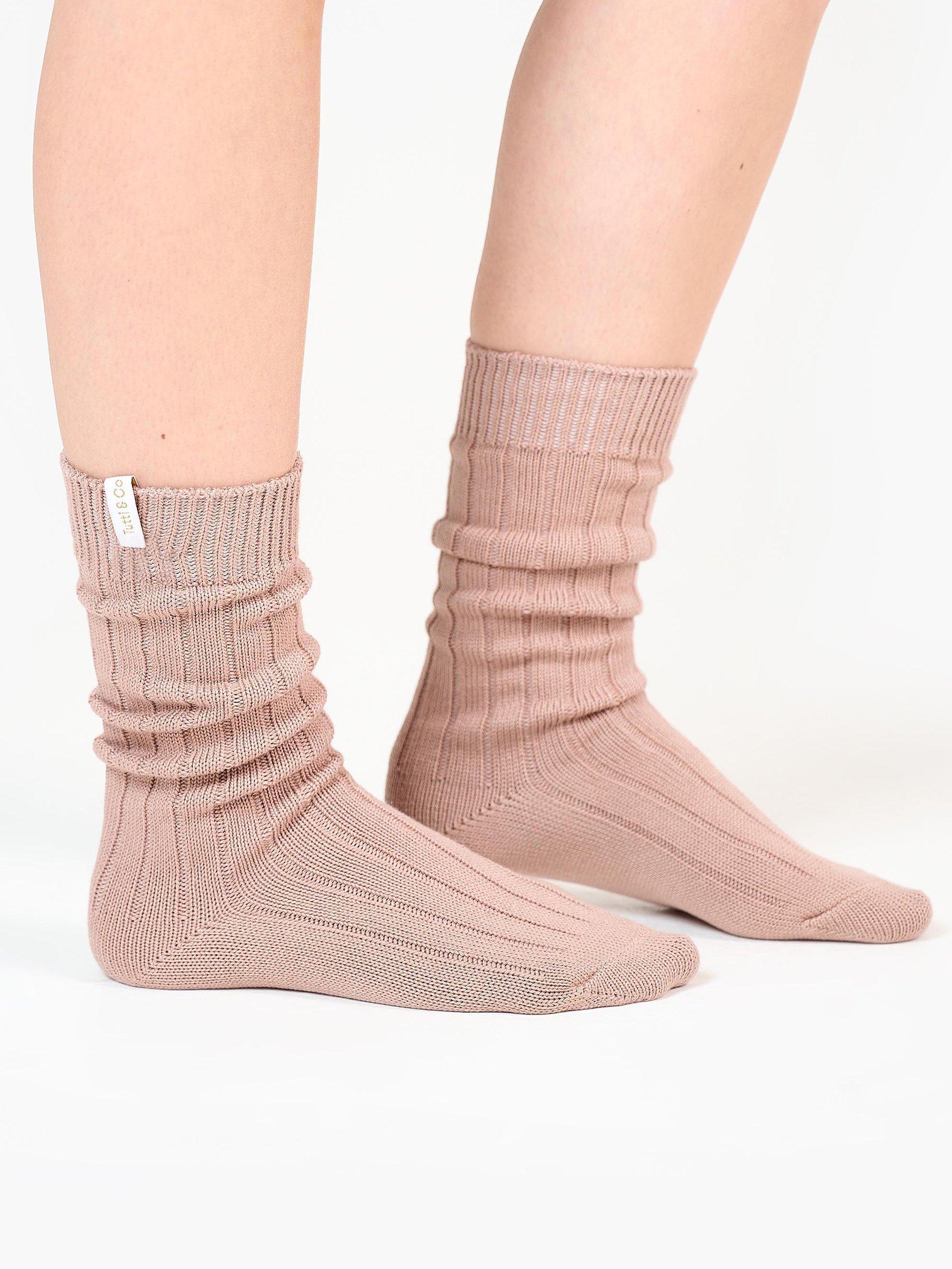 TUTTI plain ribbed long socks one size - British product