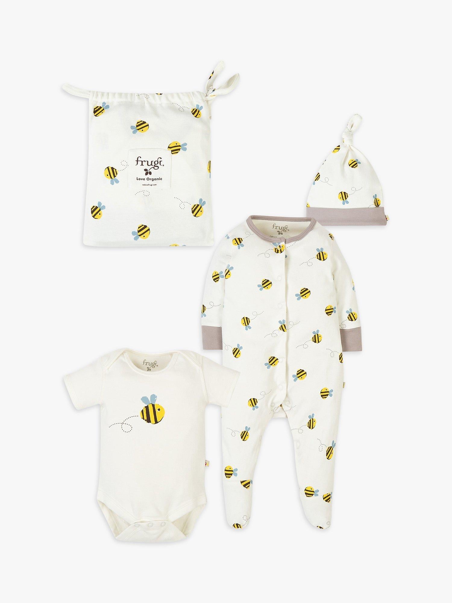 Frugi Baby Buzzy Bee baby gift set 3-piece - British product