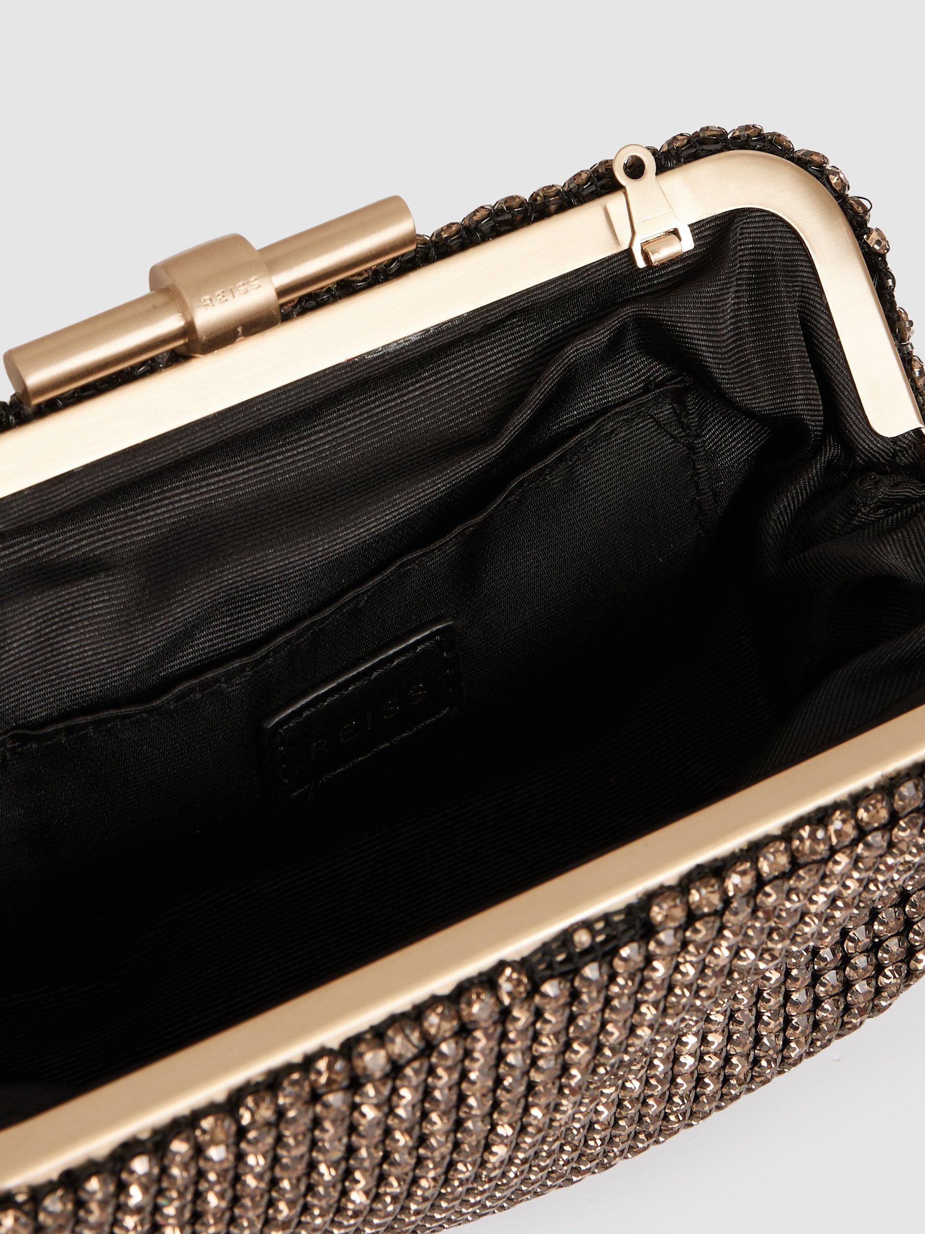 Reiss Adaline Crystal Clutch Bag embellished with crystals, UK version