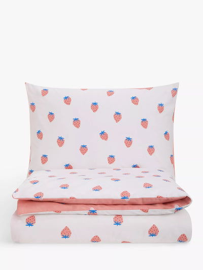John Lewis John Lewis ANYDAY Easy Care Strawberry Print Reversible Duvet Cover and Pillowcase Set- Buy online at McGrocer