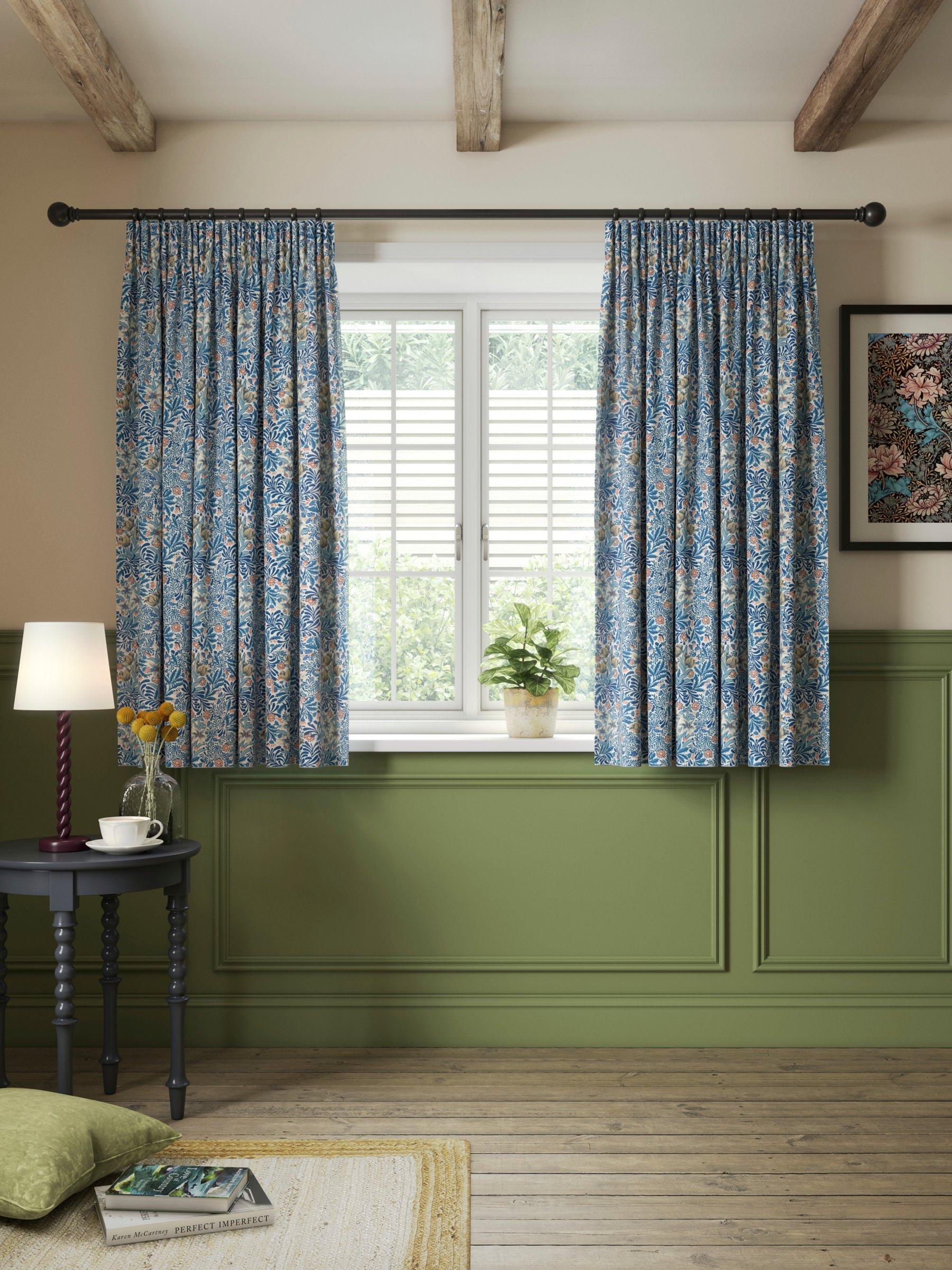 Morris & Co. Bower lined pencil pleat curtains 117x137cm, imported from the UK