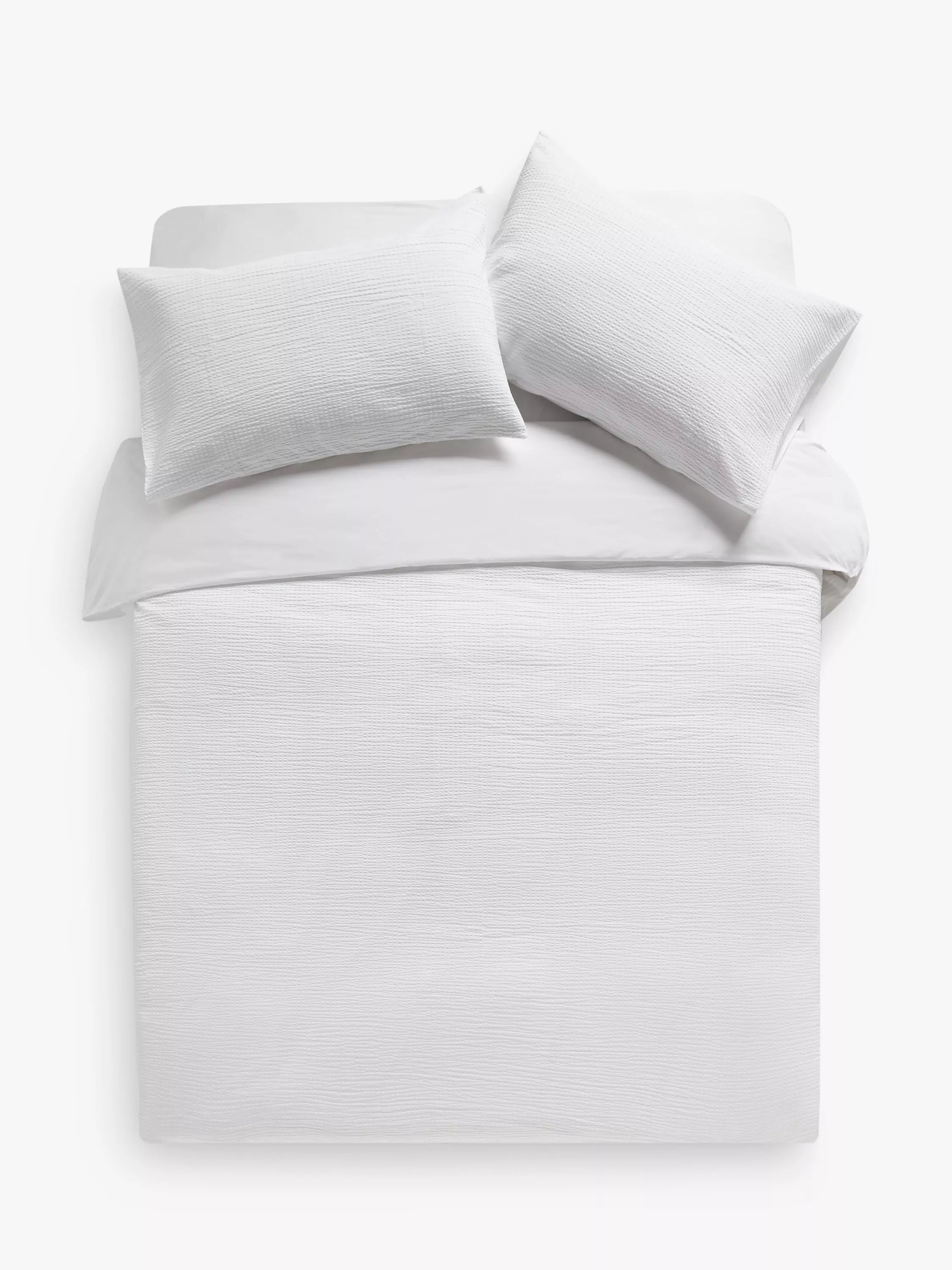 John Lewis Cotton Seersucker Duvet Cover Set - White / Single Set
