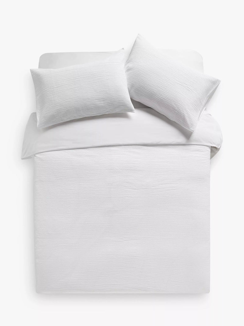 John Lewis Cotton Seersucker Duvet Cover Set - White / Single Set