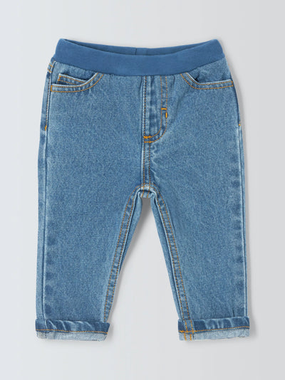 John Lewis Jean à taille élastiquée côtelée pour bébé, bleu - Acheter en ligne chez McGrocer