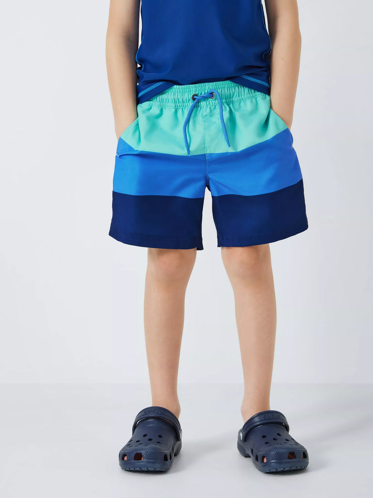 John Lewis Kids' Colour Block Swim Shorts, Blue/Multi