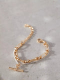 Mint Velvet mixed double strand bracelet gold toned, imported from the UK