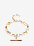 Mint Velvet mixed double strand bracelet gold toned, imported from the UK