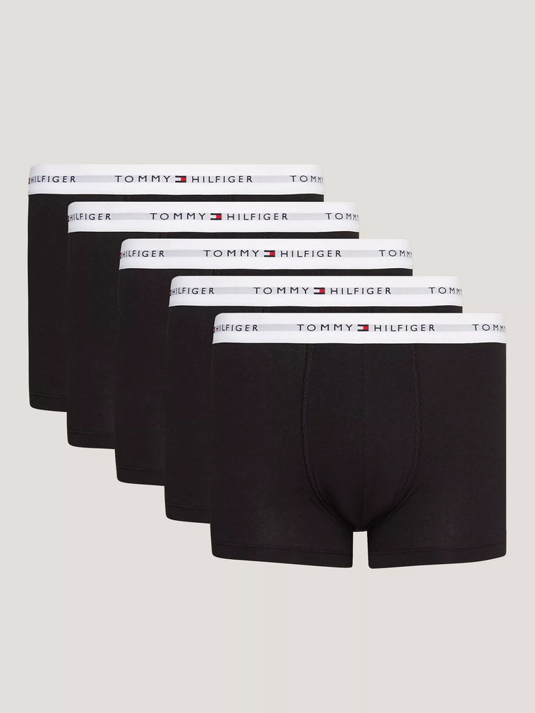 Tommy Hilfiger Essential Repeat Logo Trunks, Pack of 5, Black