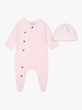 BOSS Baby Velvet Monogram Jacquard Sleepsuit & Hat Set, Pink