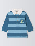 John Lewis Baby Stripe Long Sleeve Rugby Top, Blue