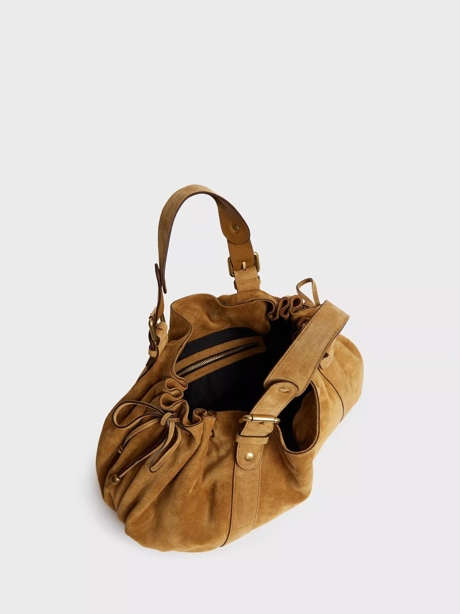 Gerard Darel 24H suede shoulder bag with adjustable strap (British brand)
