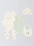 John Lewis Baby Farm Sleepsuit, Bodysuit, Hat & Bib Set