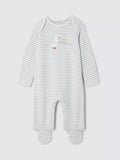 John Lewis Baby I Love Mummy Stripe Sleepsuit, Grey/Cream