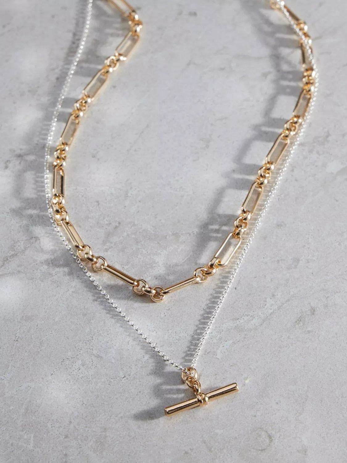Mint Velvet mixed metal layered necklace gold silver - British product