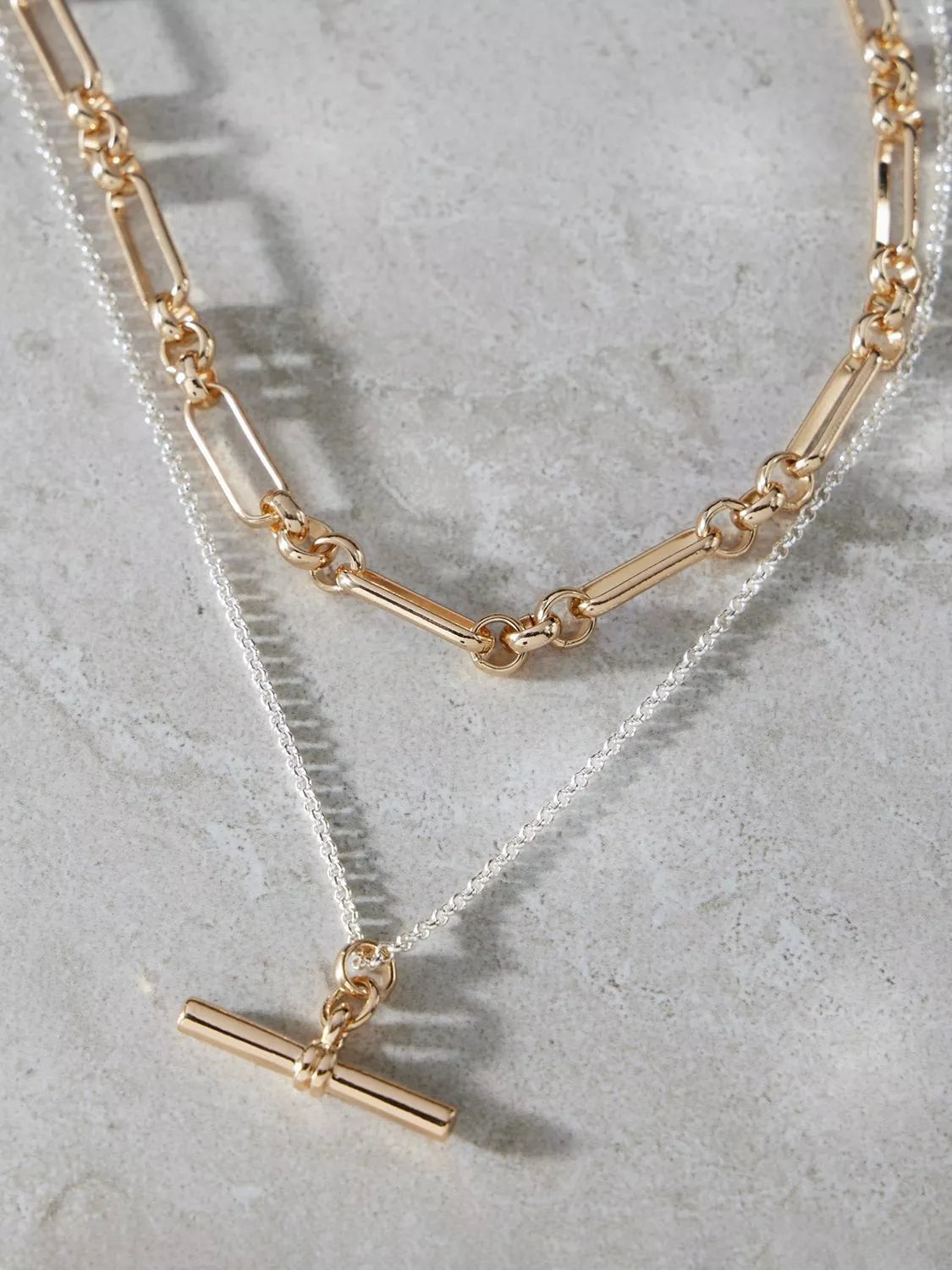 Mint Velvet mixed metal layered necklace gold silver - British product