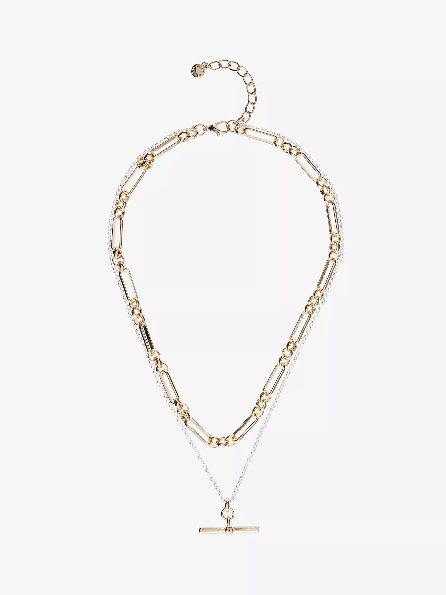 Mint Velvet mixed metal layered necklace gold silver - British product