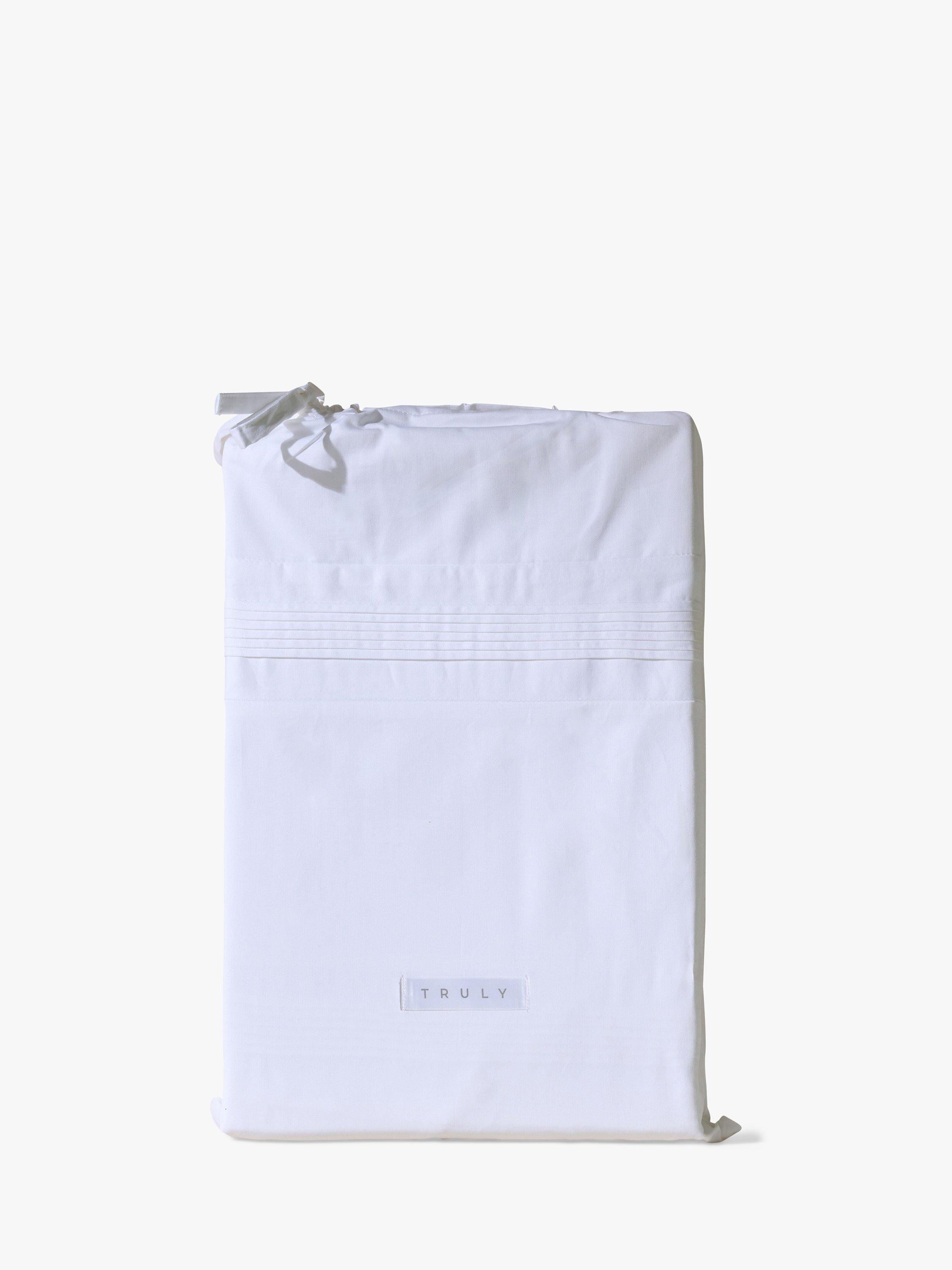 Truly Micro Pleat super king bedding in white, imported from the UK