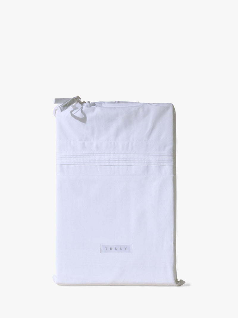 Truly Micro Pleat super king bedding in white, imported from the UK