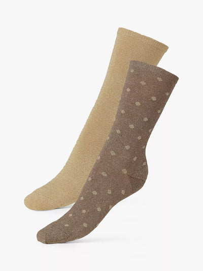 John Lewis Dear Denier Mei Soft Glitter Spot Socks, Pack of 2, Gold/Multi- Buy online at McGrocer