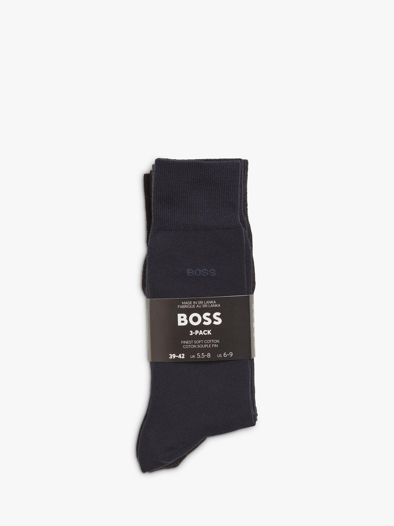 BOSS ribbed icon logo socks pack of 3 (British brand)