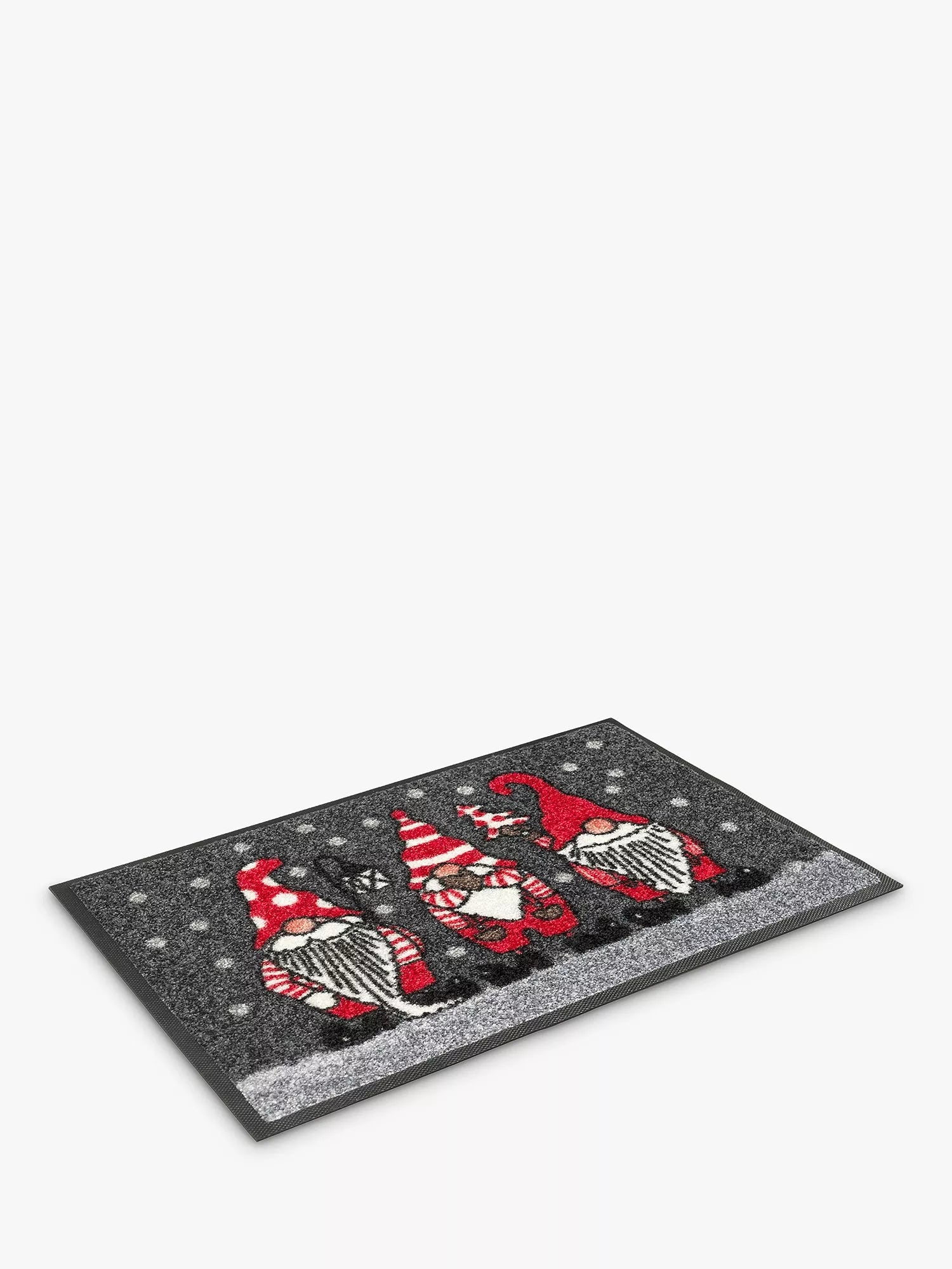 Washable Christmas Gonks Door Mat in Taupe