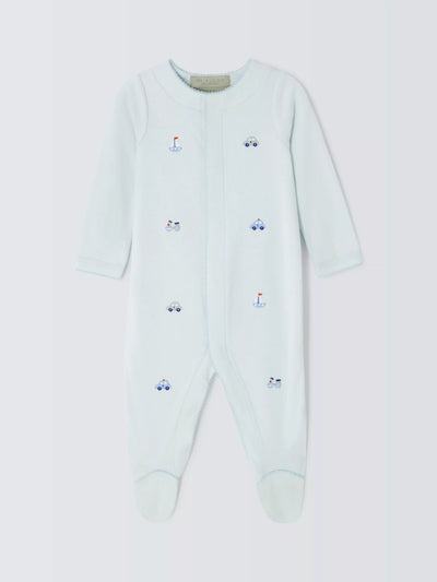 John Lewis Baby Transport-Themen Bestickter Pima Baumwolle Strampler in Blau - Online bei McGrocer kaufen