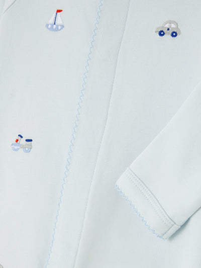 John Lewis Baby Transport-Themen Bestickter Pima Baumwolle Strampler in Blau - Online bei McGrocer kaufen