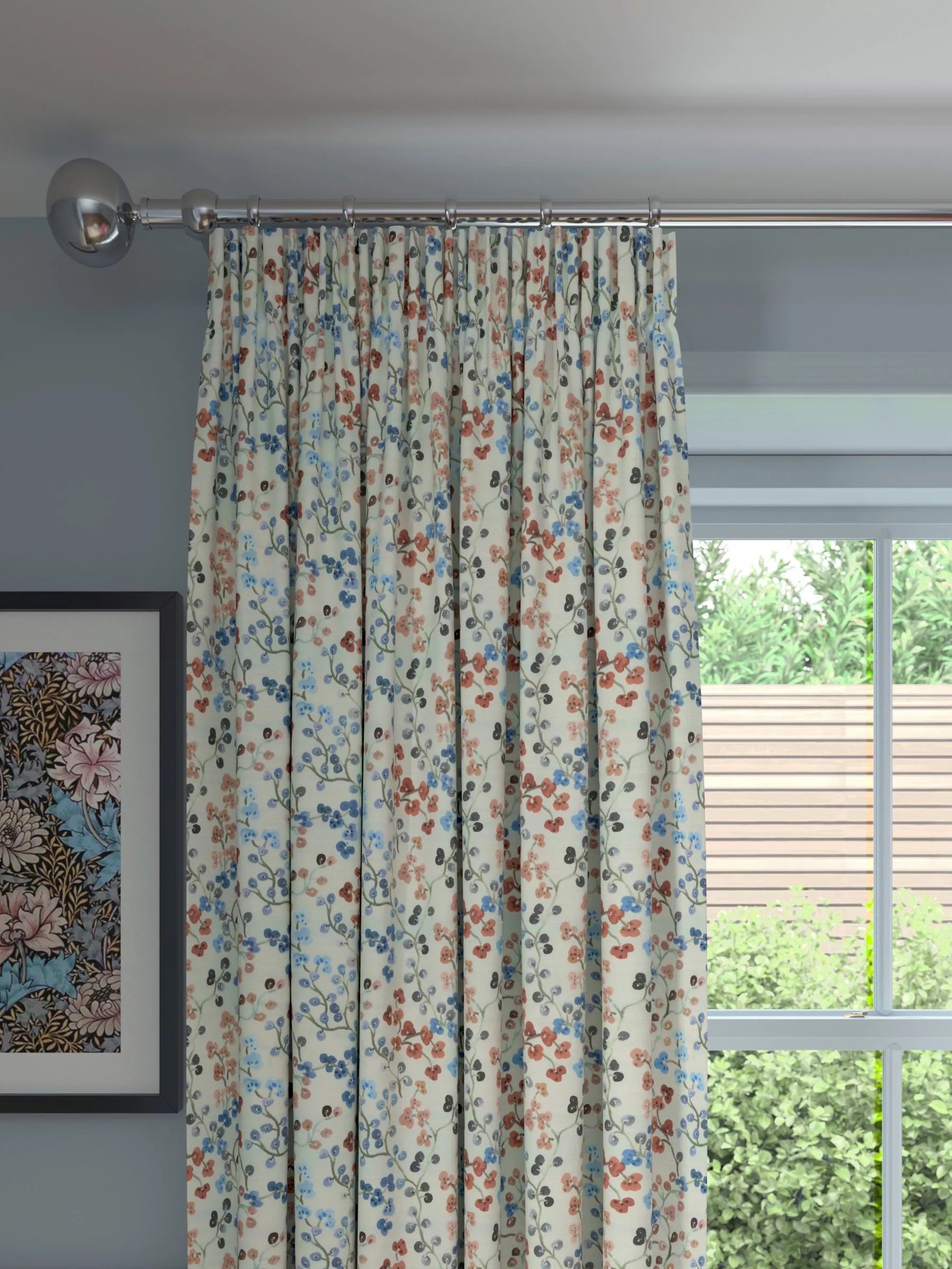 John Lewis Clover Print Pair Blackout/Thermal Lined Pencil Pleat Curtains, Multi, W117 x Drop 137cm